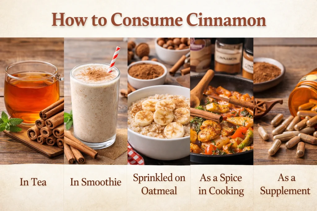 A realistic laboratory scene where scientists in white coats and gloves are analyzing cinnamon samples using a microscope and lab equipment, with cinnamon sticks, powder, and liquid extracts placed in petri dishes and test tubes, representing scientific research on cinnamon’s health properties.
